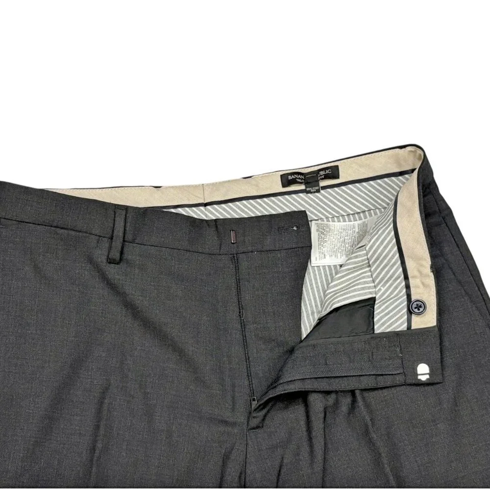 Banana Republic Charcoal Wool Tailored Slim Fit Dress Trouser‎